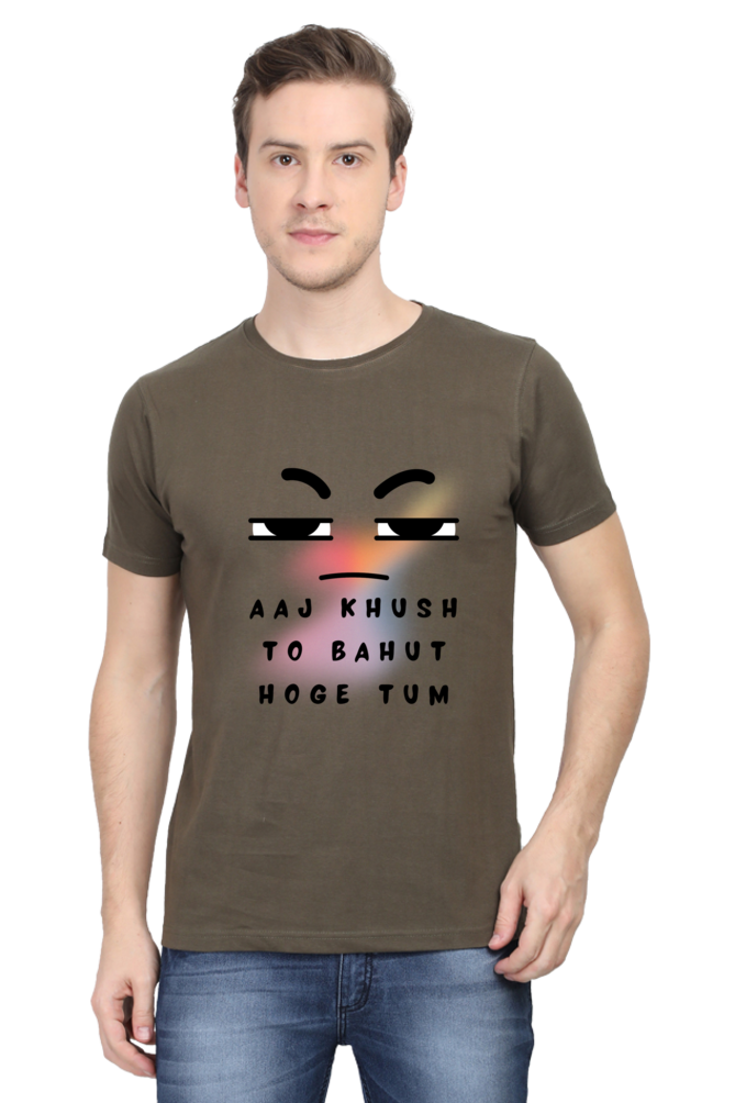 Humorous T-Shirt Aaj Khush Toh Bahut Hoge Tum - AbyaLife