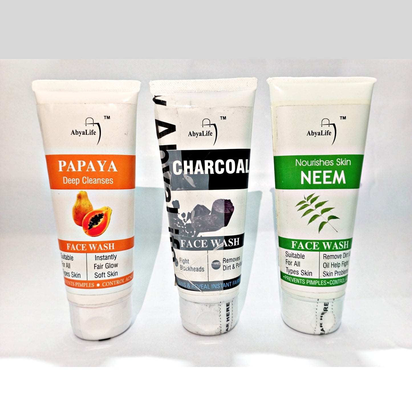 AbyaLife Papaya Neem Charcoal Facewash Combo 100ml - AbyaLife