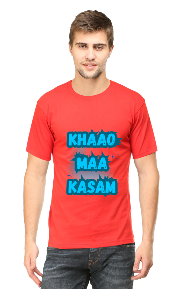 Funny Hindi T-Shirt Khao Maa Kasam - AbyaLife