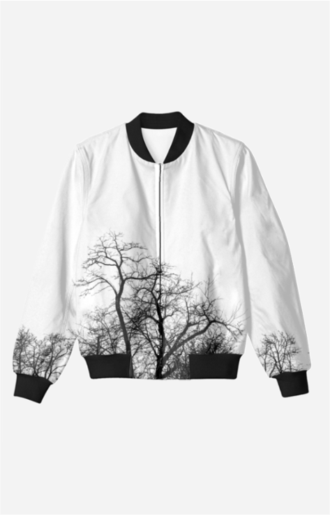 Nature-Inspired Bomber Jacket Tree Bushes All-Over Print