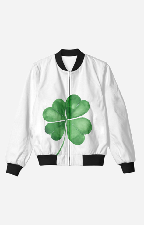 Bomber Jacket Green Leaf All-Over Print - AbyaLife