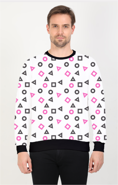 Squid Game inspired AOP Sweatshirt: Triangle, Circle, Square All-Over Print - AbyaLife