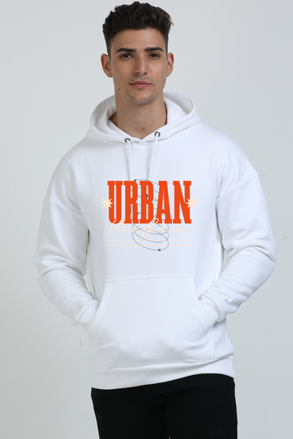 Orange and Cream Minimalist Hoodie: Urban Style Sweatshirt