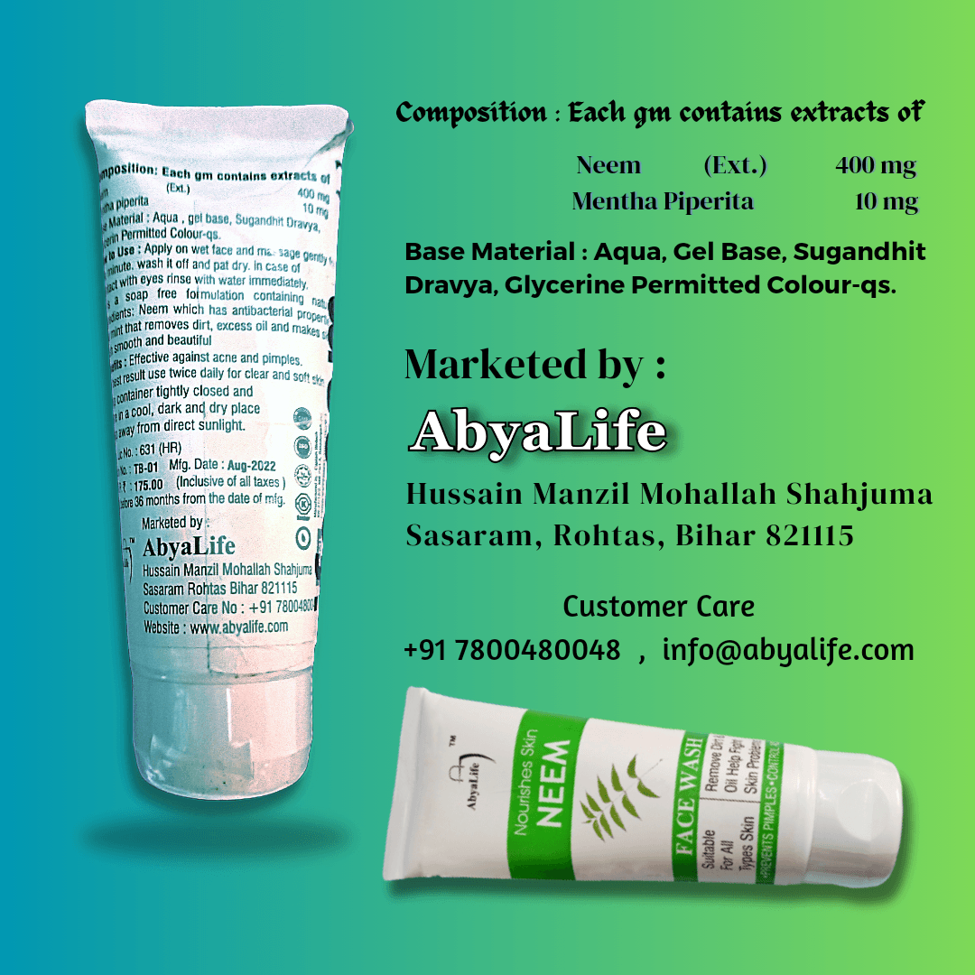 Go Natural, Get Clear: Unclog Pores, Banish Blemishes with AbyaLife's Charcoal & Neem Power Duo - AbyaLife