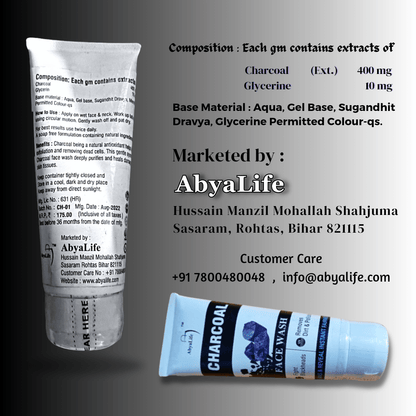 Natural Deep Clean: Unclog Pores & Minimize Shine with AbyaLife™ Charcoal Facewash (100ml)