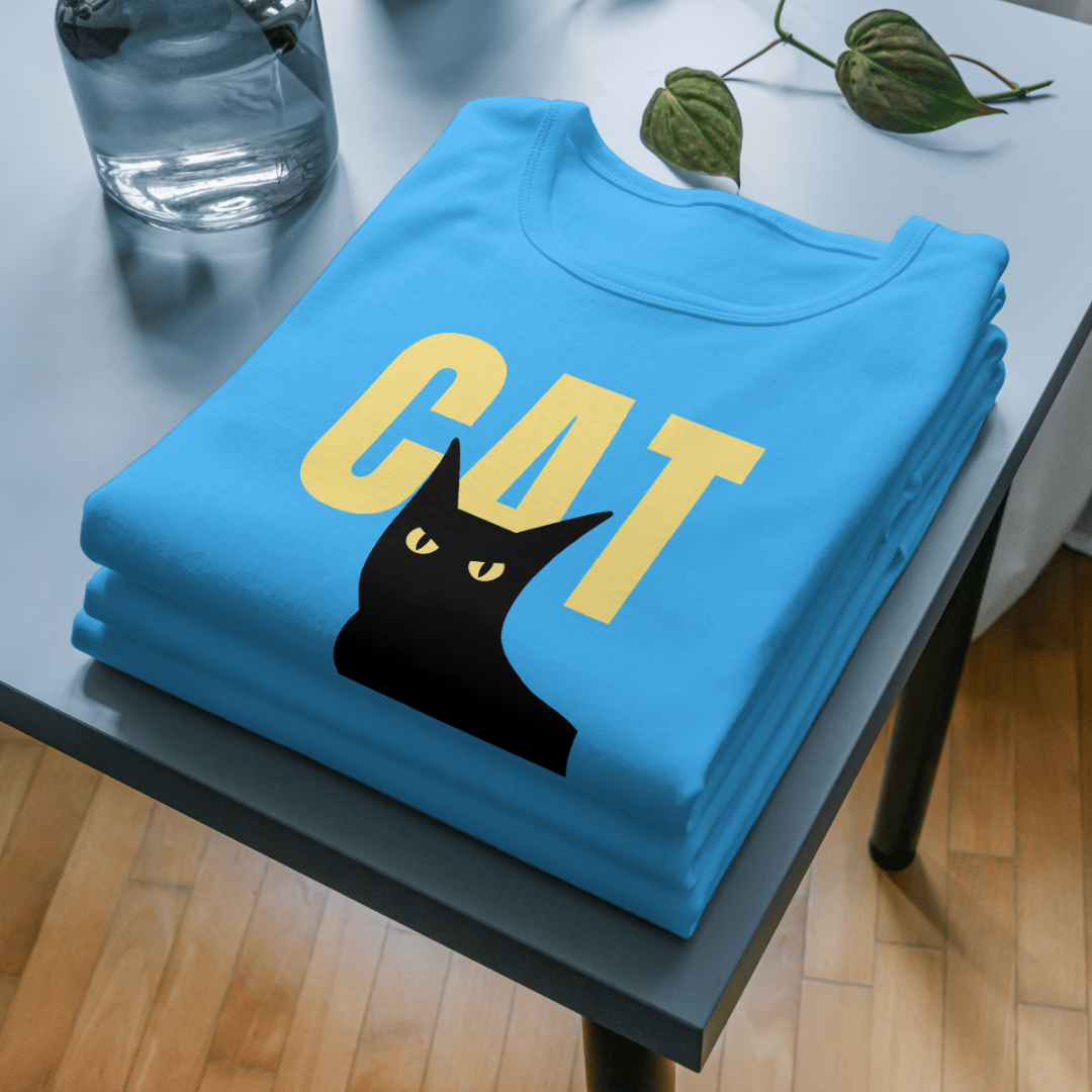 Black and Yellow Minimalist Cat T-Shirt: Modern and Edgy