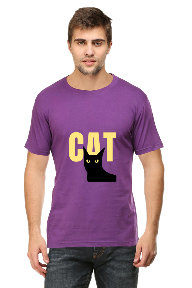 Black and Yellow Minimalist Cat T-Shirt: Modern and Edgy