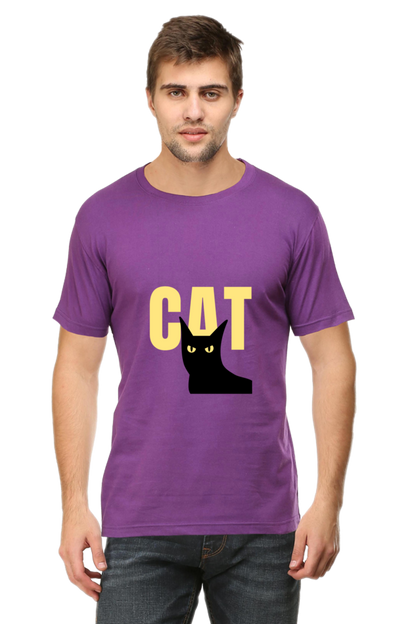 Black and Yellow Minimalist Cat T-Shirt: Modern and Edgy