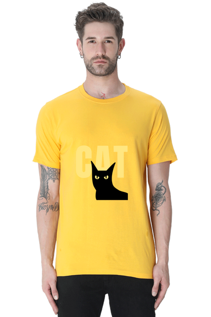 Black and Yellow Minimalist Cat T-Shirt: Modern and Edgy