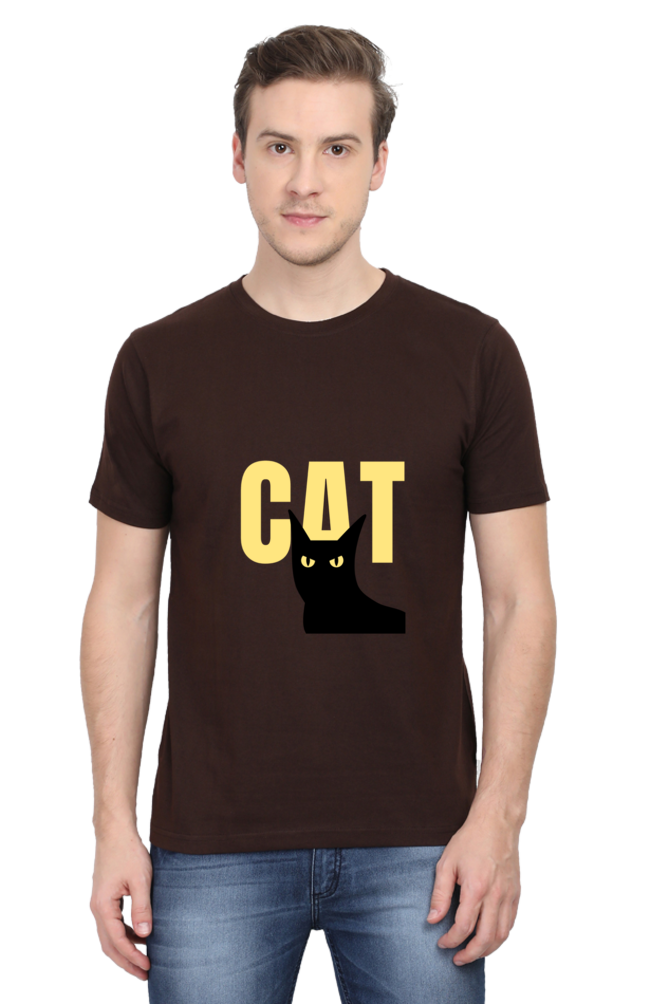 Black and Yellow Minimalist Cat T-Shirt: Modern and Edgy