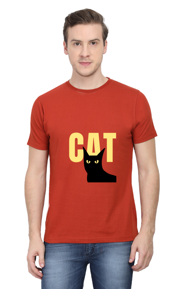 Black and Yellow Minimalist Cat T-Shirt: Modern and Edgy