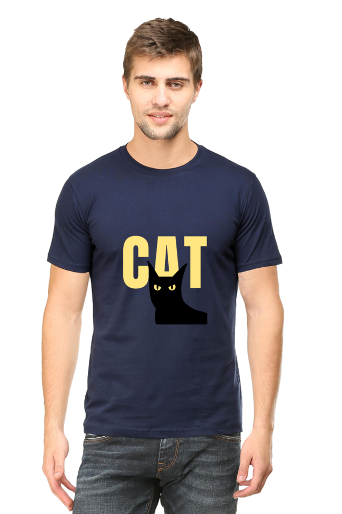 Black and Yellow Minimalist Cat T-Shirt: Modern and Edgy