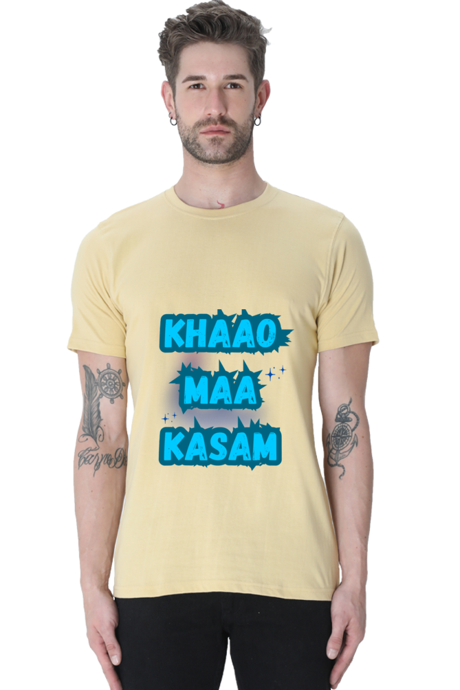 Funny Hindi T-Shirt Khao Maa Kasam - AbyaLife