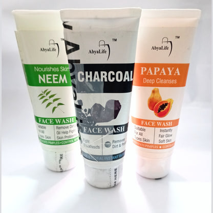 AbyaLife Papaya Neem Charcoal Facewash Combo 100ml - AbyaLife