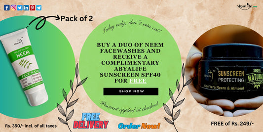 Neem Facewash Duo with Free Sunscreen SPF 40 - AbyaLife