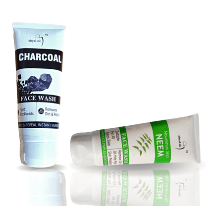 : Go natural, get clear!  Ditch the harsh products and embrace AbyaLife's Charcoal & Neem Power Duo. Charcoal tackles blackheads and clogged pores, while neem works its antibacterial magic to combat blemishes and soothe inflammation. Unclog, banish, glow - it's that simple! #naturalbeauty #abyalife #charcoalpower