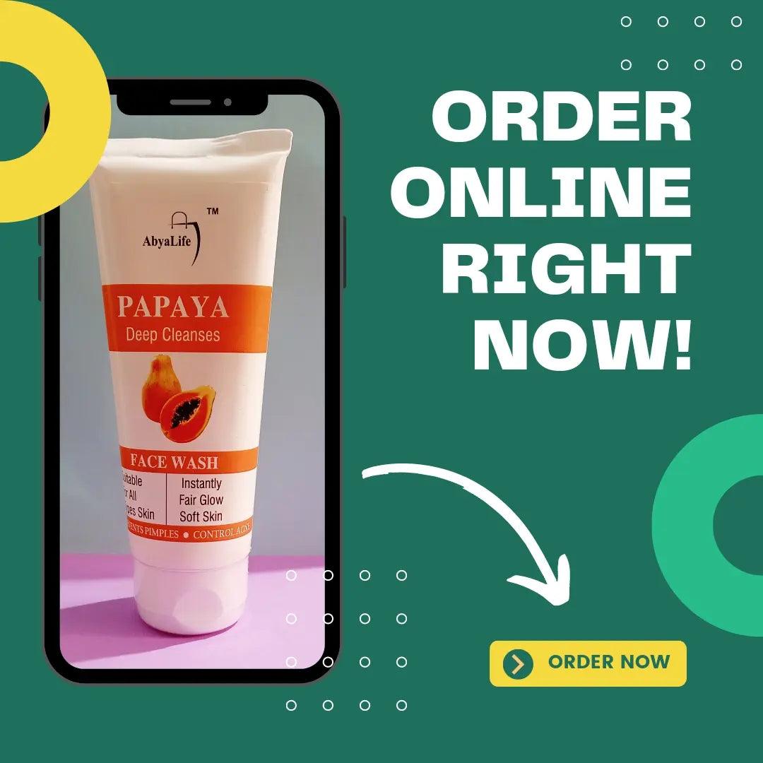 AbyaLife Papaya Facewash 100ml - Brightening, Exfoliating, and Cleansing for Glowing Skin - AbyaLife